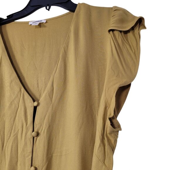 Goodthreads Women's Fluid Twill Tulip Short-Sleeve Tie-Waist Dress Mustard XL - Picture 4 of 10